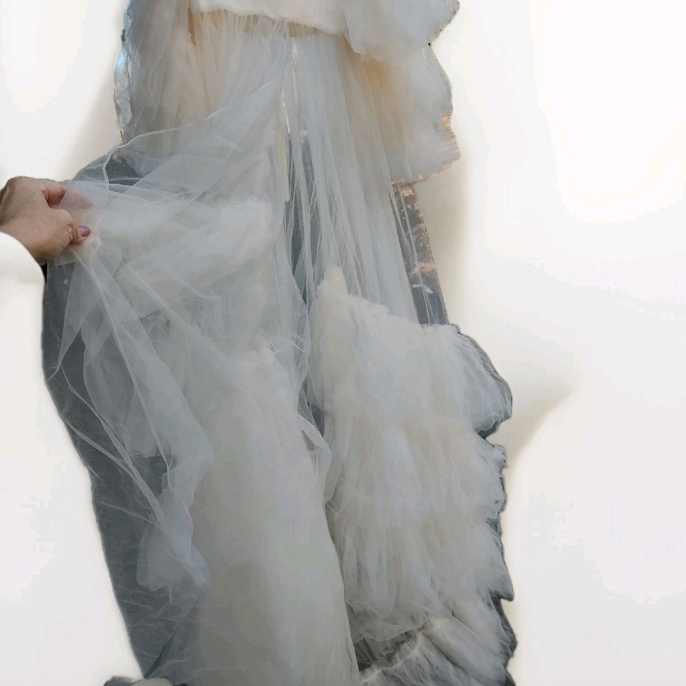Maternity Photoshoot Gown Tulle Sheer Illusion Soft Feminine Light Blush S/Med - Picture 4 of 13